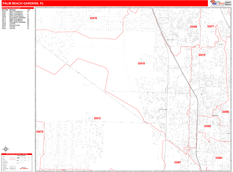 Palm Beach Gardens Digital Map Red Line Style